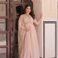 Star Georgette Beads Sequins Embroidered Gown with Dupatta