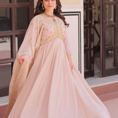 Star Georgette Beads Sequins Embroidered Gown with Dupatta