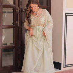 Star Georgette Beads Sequins Embroidered Gown with Dupatta