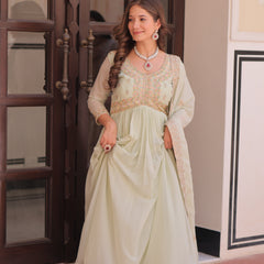 Star Georgette Beads Sequins Embroidered Gown with Dupatta