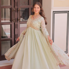 Star Georgette Beads Sequins Embroidered Gown with Dupatta