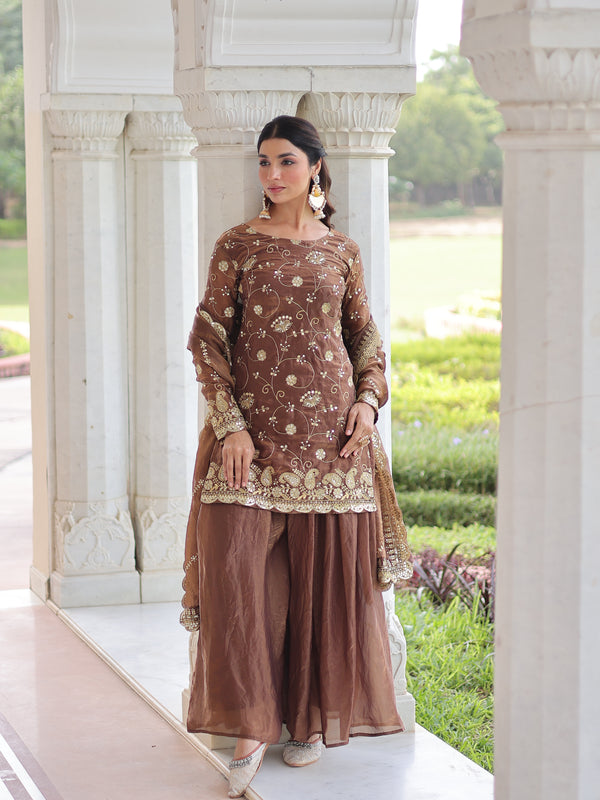 Fendy Sequins Embroidered Palazzo Set with Dupatta