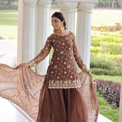 Fendy Sequins Embroidered Palazzo Set with Dupatta