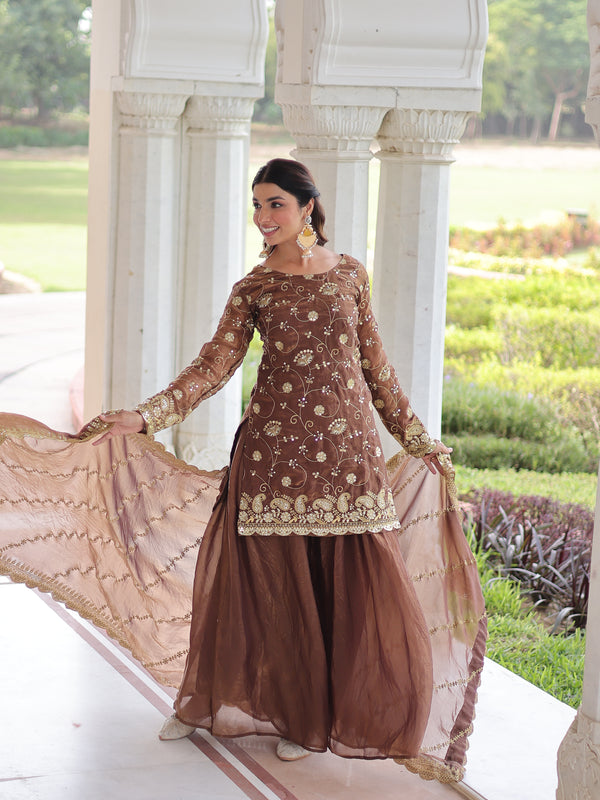Fendy Sequins Embroidered Palazzo Set with Dupatta