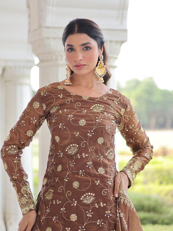 Fendy Sequins Embroidered Palazzo Set with Dupatta