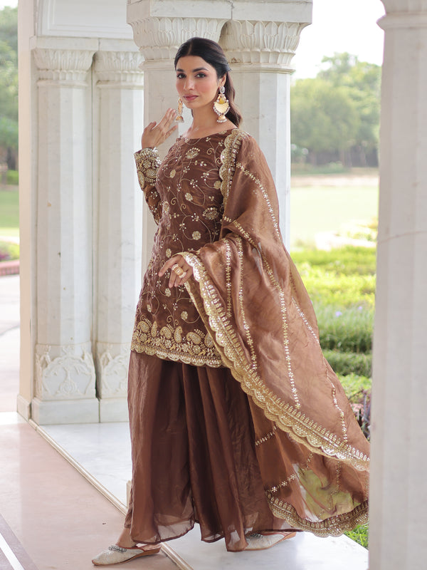 Fendy Sequins Embroidered Palazzo Set with Dupatta