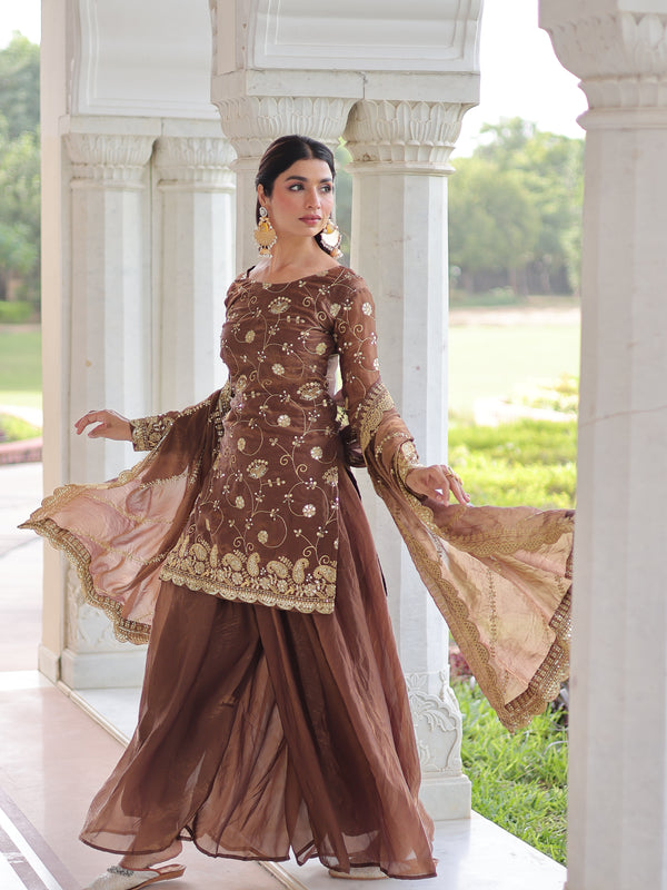 Fendy Sequins Embroidered Palazzo Set with Dupatta