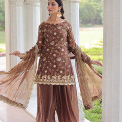 Fendy Sequins Embroidered Palazzo Set with Dupatta