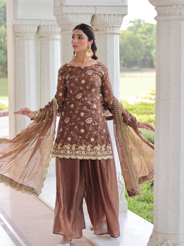 Fendy Sequins Embroidered Palazzo Set with Dupatta