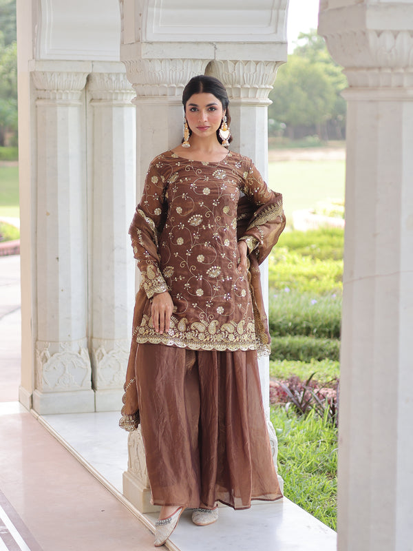 Fendy Sequins Embroidered Palazzo Set with Dupatta