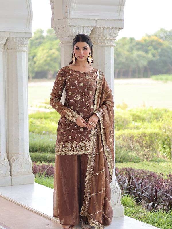 Fendy Sequins Embroidered Palazzo Set with Dupatta