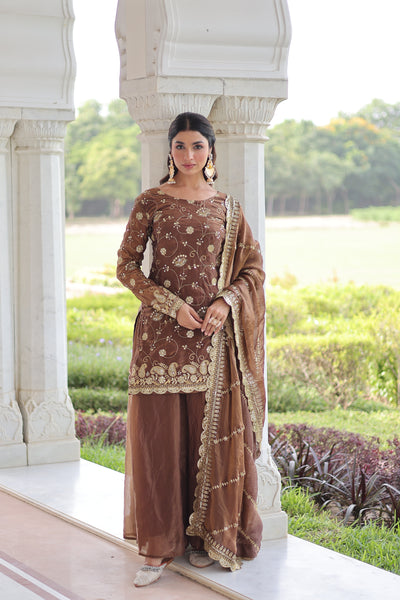 Fendy Sequins Embroidered Palazzo Set with Dupatta