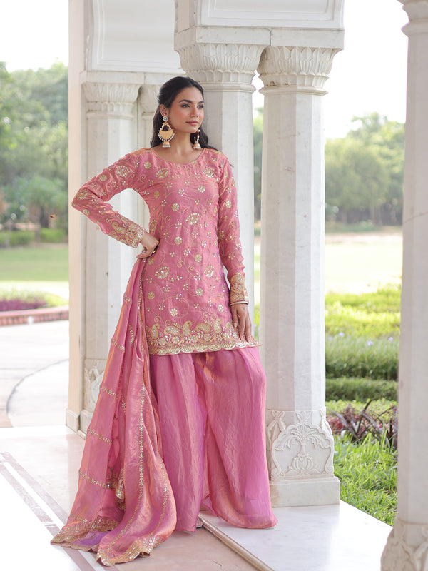 Fendy Sequins Embroidered Palazzo Set with Dupatta