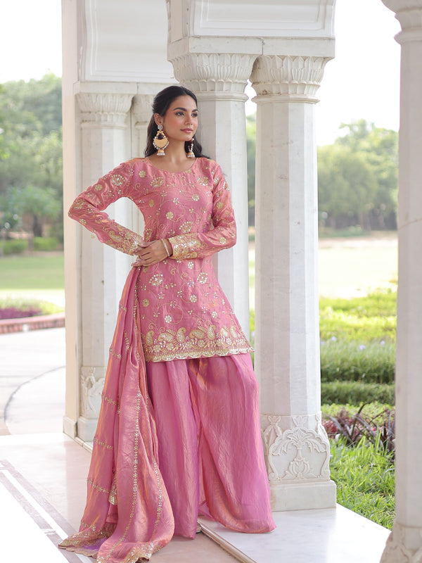 Fendy Sequins Embroidered Palazzo Set with Dupatta