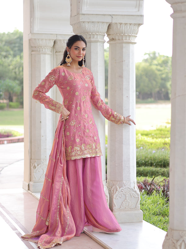 Fendy Sequins Embroidered Palazzo Set with Dupatta