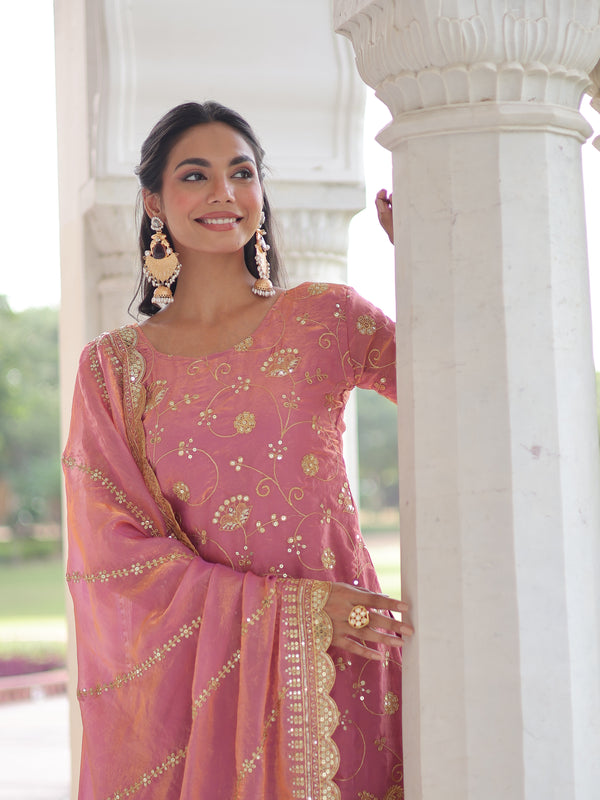 Fendy Sequins Embroidered Palazzo Set with Dupatta