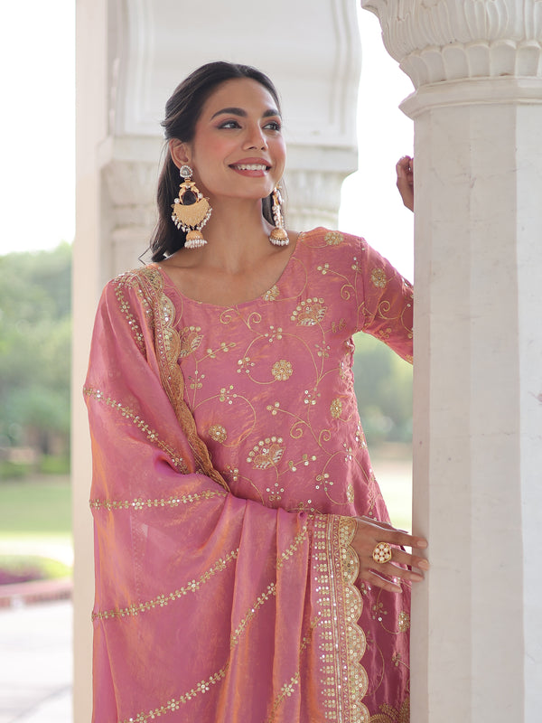 Fendy Sequins Embroidered Palazzo Set with Dupatta