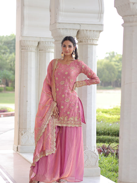 Fendy Sequins Embroidered Palazzo Set with Dupatta