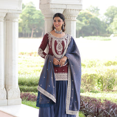 Sequins Embroidered Palazzo Set with Dupatta