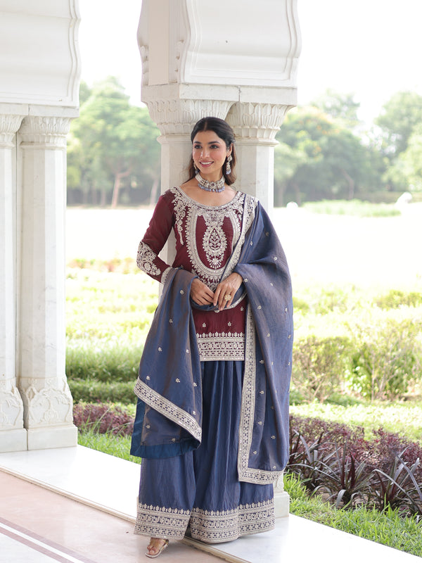 Sequins Embroidered Palazzo Set with Dupatta