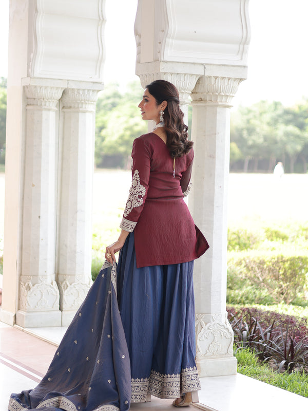 Sequins Embroidered Palazzo Set with Dupatta