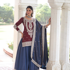 Sequins Embroidered Palazzo Set with Dupatta