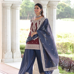 Sequins Embroidered Palazzo Set with Dupatta