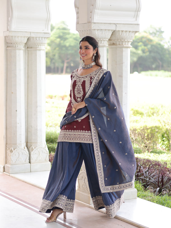 Sequins Embroidered Palazzo Set with Dupatta