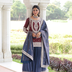 Sequins Embroidered Palazzo Set with Dupatta