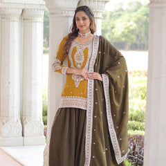 Sequins Embroidered Palazzo Set with Dupatta