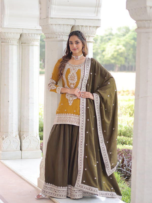 Sequins Embroidered Palazzo Set with Dupatta