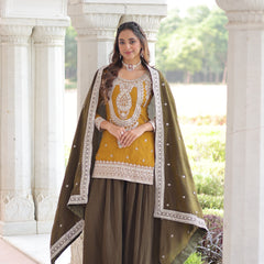 Sequins Embroidered Palazzo Set with Dupatta