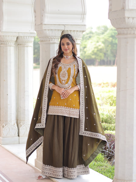 Sequins Embroidered Palazzo Set with Dupatta