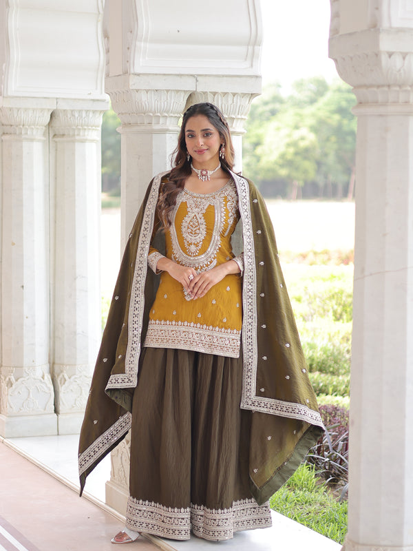 Sequins Embroidered Palazzo Set with Dupatta