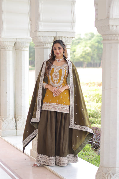 Sequins Embroidered Palazzo Set with Dupatta