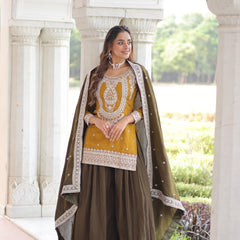 Sequins Embroidered Palazzo Set with Dupatta