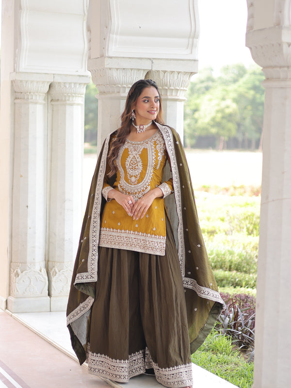Sequins Embroidered Palazzo Set with Dupatta