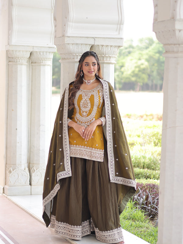 Sequins Embroidered Palazzo Set with Dupatta