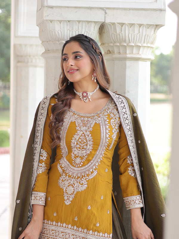 Sequins Embroidered Palazzo Set with Dupatta