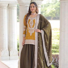 Sequins Embroidered Palazzo Set with Dupatta