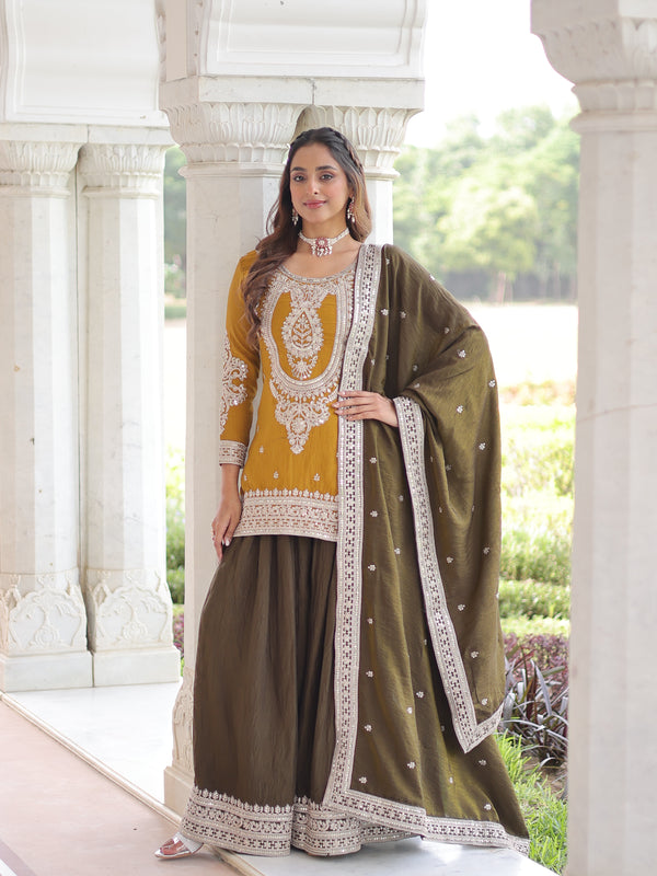 Sequins Embroidered Palazzo Set with Dupatta