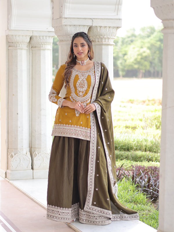 Sequins Embroidered Palazzo Set with Dupatta