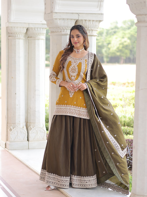 Sequins Embroidered Palazzo Set with Dupatta