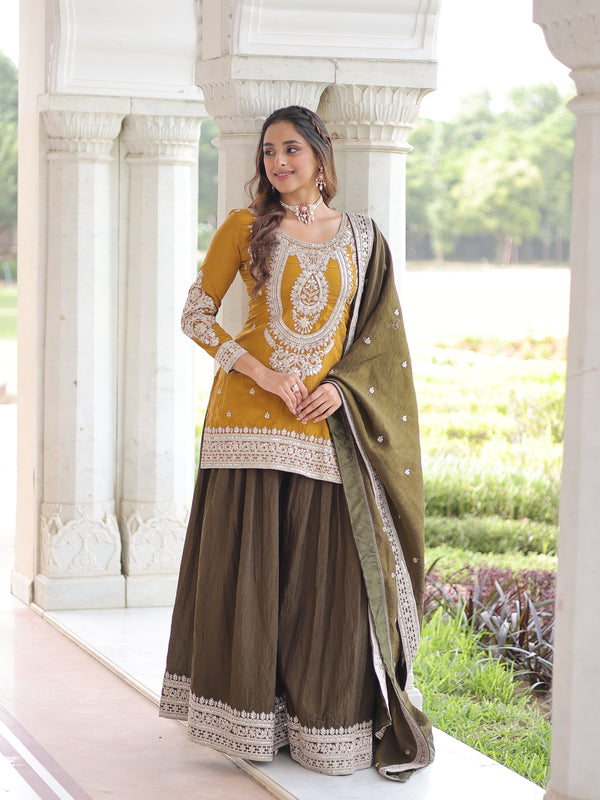 Sequins Embroidered Palazzo Set with Dupatta
