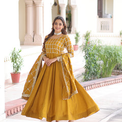 NC Vichitra Sequins Zari Embroidered Kali Gown with Dupatta