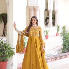 NC Vichitra Sequins Zari Embroidered Kali Gown with Dupatta