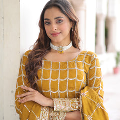 NC Vichitra Sequins Zari Embroidered Kali Gown with Dupatta