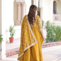 NC Vichitra Sequins Zari Embroidered Kali Gown with Dupatta