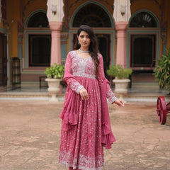 Faux Georgette Sequins Embroidered Palazzo Suit with Dupatta