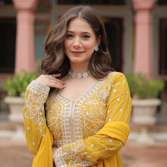 Faux Georgette Sequins Embroidered Palazzo Suit with Dupatta